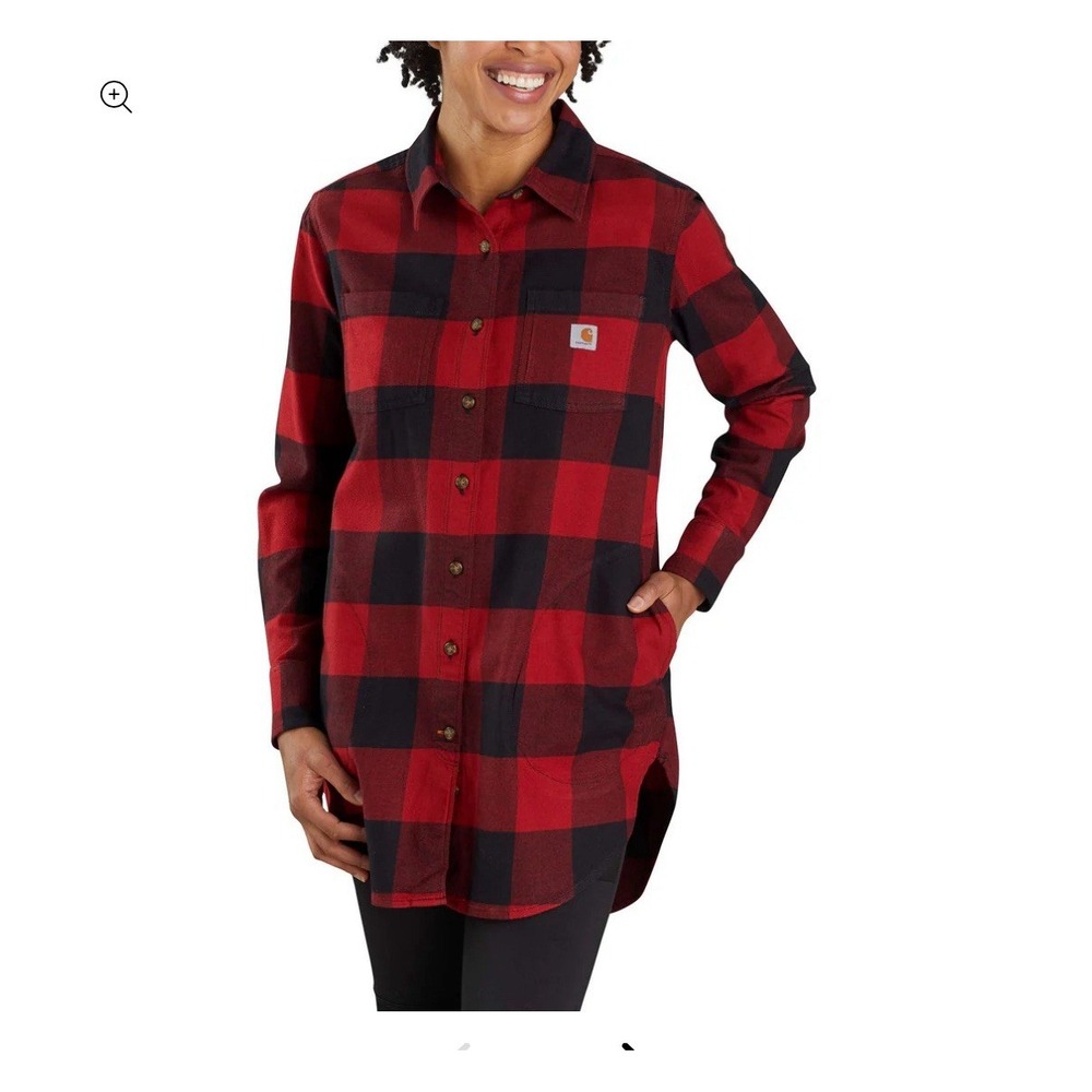 Carhartt RUGGED FLEX RELAXED FIT MIDWEIGHT FLANNEL LONG-SLEEVE PLAID TUNIC, 4-6.